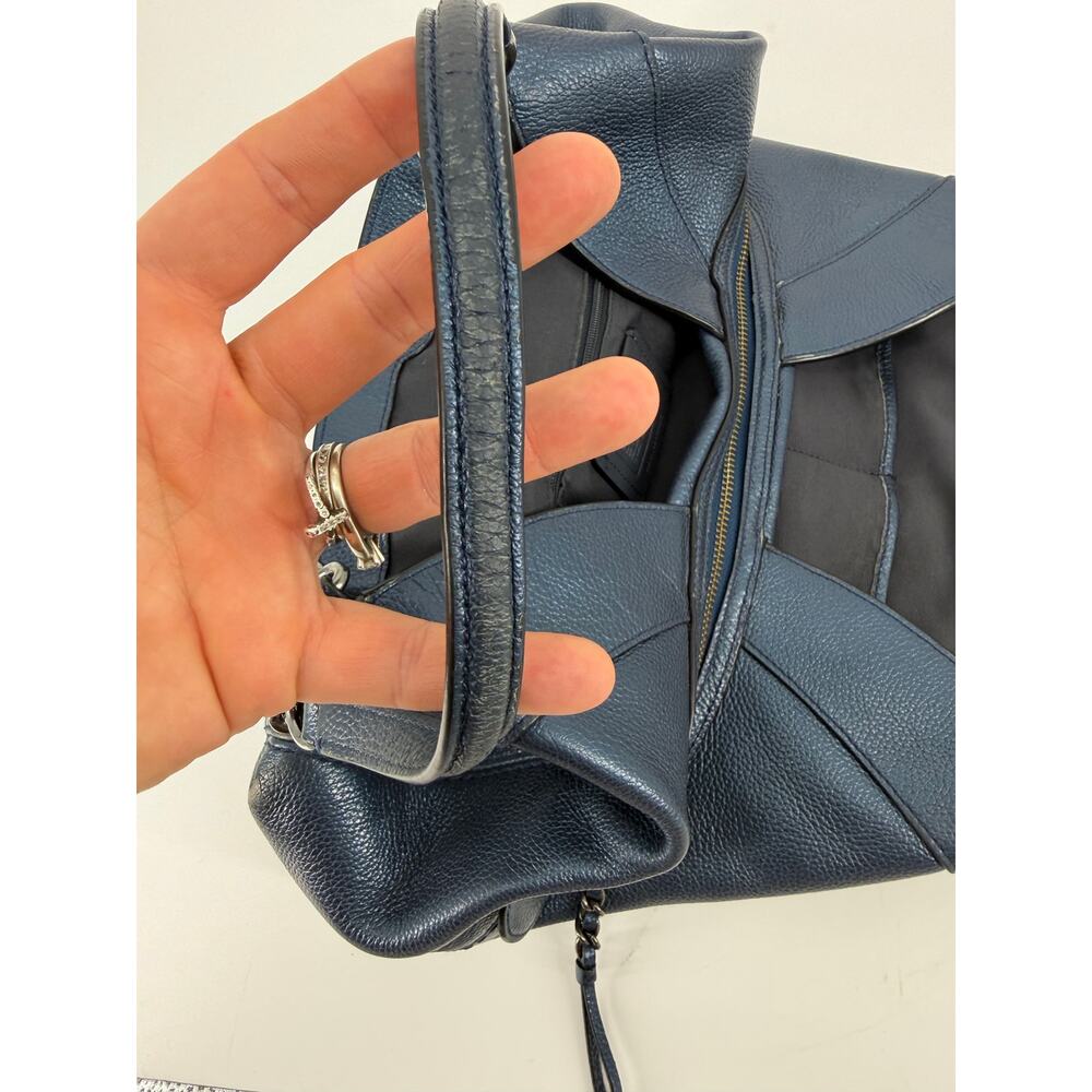 Coach F22209 Lexi Chain Shoulder Bag Metallic Navy Blue Leather Purse Handbag - Picture 16 of 16